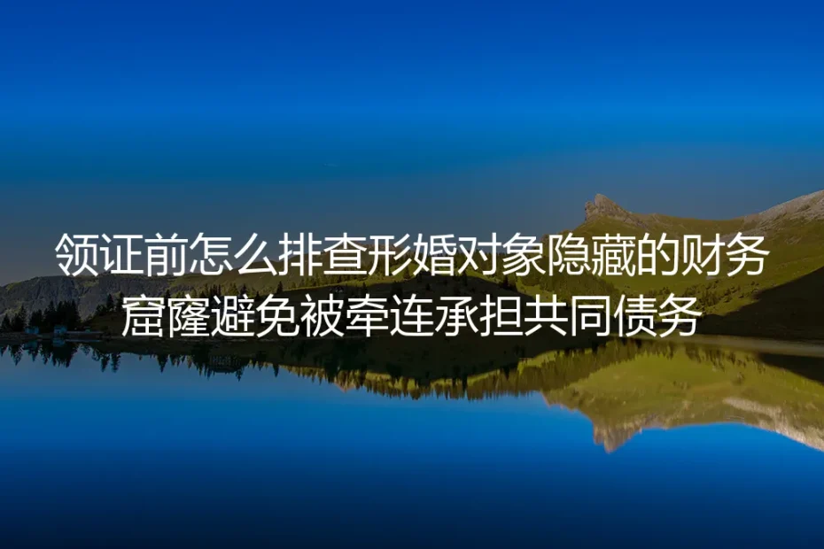 形婚领证前财务排查实操避坑指南：揪出隐藏财务窟窿，避免被牵连承担共同债务