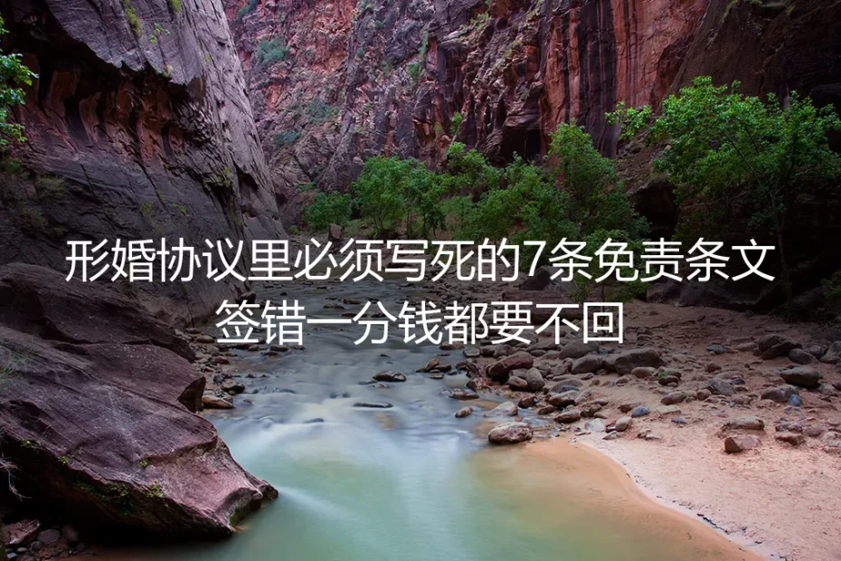 形婚实操避坑指南:协议里必须写死的7条免责条文,签错一分钱都要不回