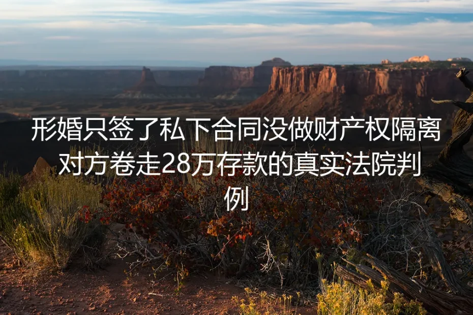 形婚只签私下合同未做财产权隔离:28万存款被卷走的法院判例深度剖析