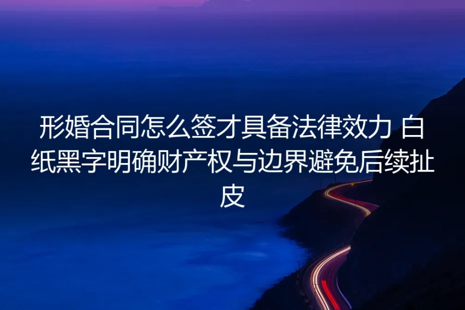 形婚合同怎么签才具备法律效力？保姆级实操指南：明确财产权划清边界，杜绝后续扯皮