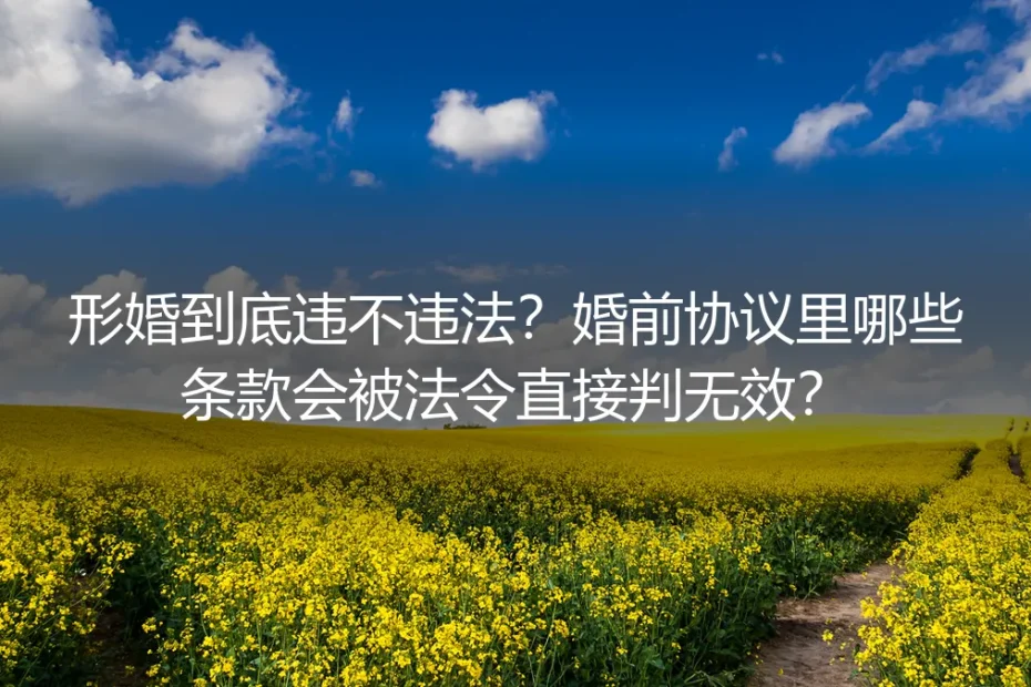形婚到底违不违法?婚前协议里哪些条款会被法令直接判无效?