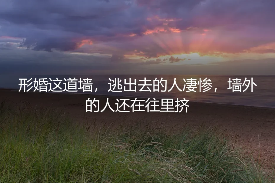 形婚这道墙:逃出来的人凄惨,墙外的人还在往里挤