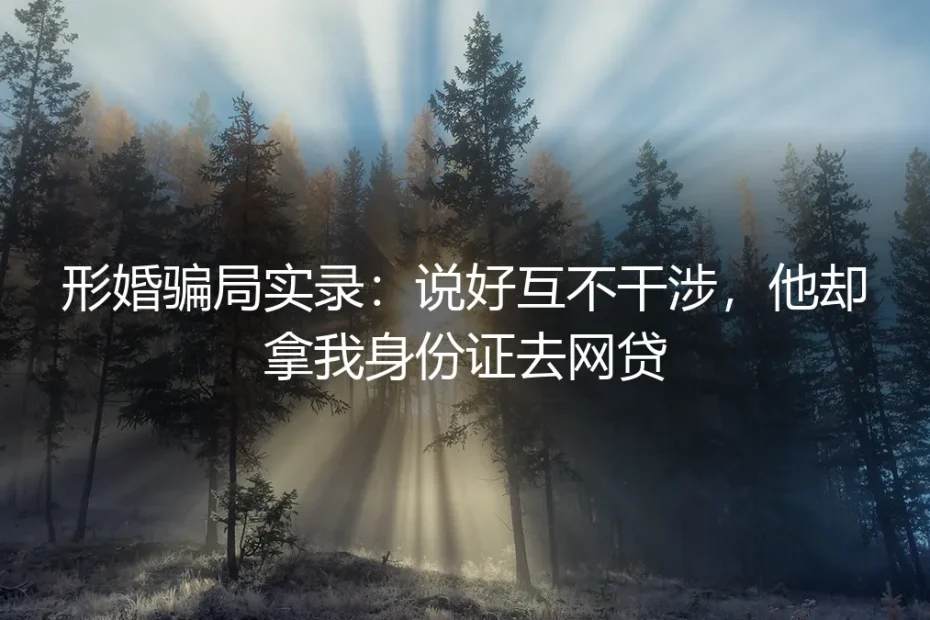 形婚骗局实录:说好互不干涉,他却拿我身份证去网贷