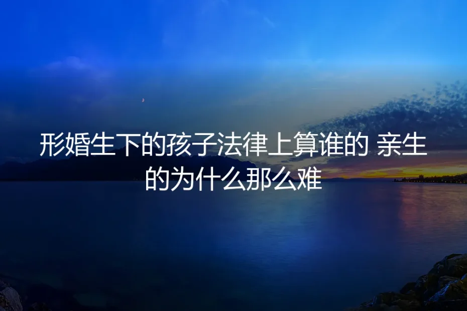 形婚生下的孩子法律上算谁的?为什么“亲生”那么难?