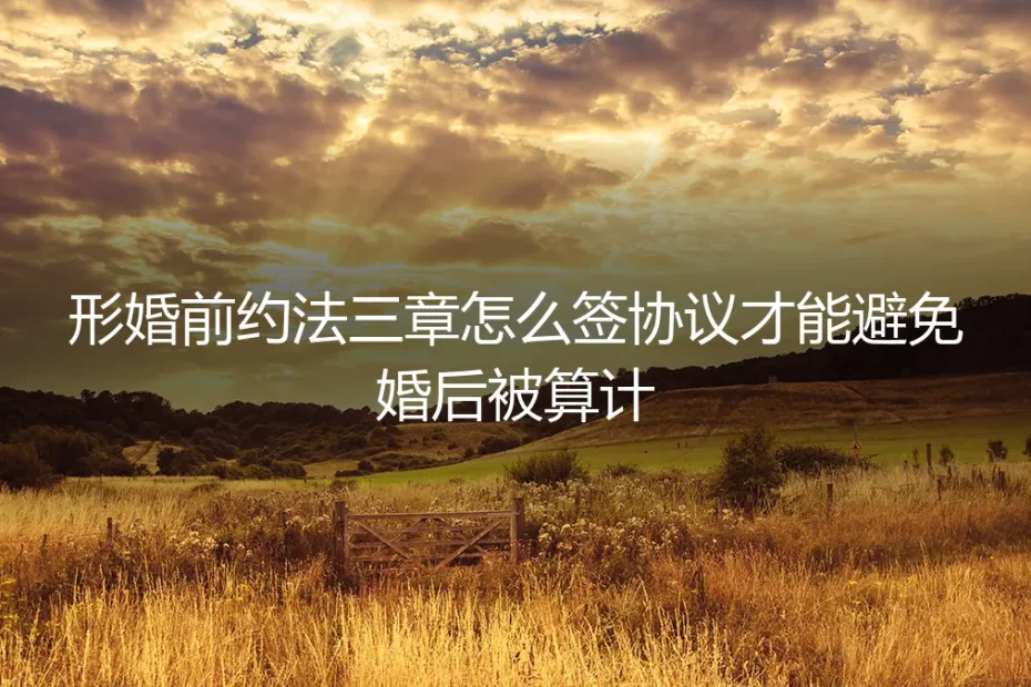 形婚前约法三章：怎么签协议才能避免婚后被算计？