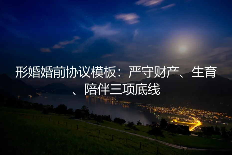 形婚婚前协议模板:严守财产、生育、陪伴三项底线